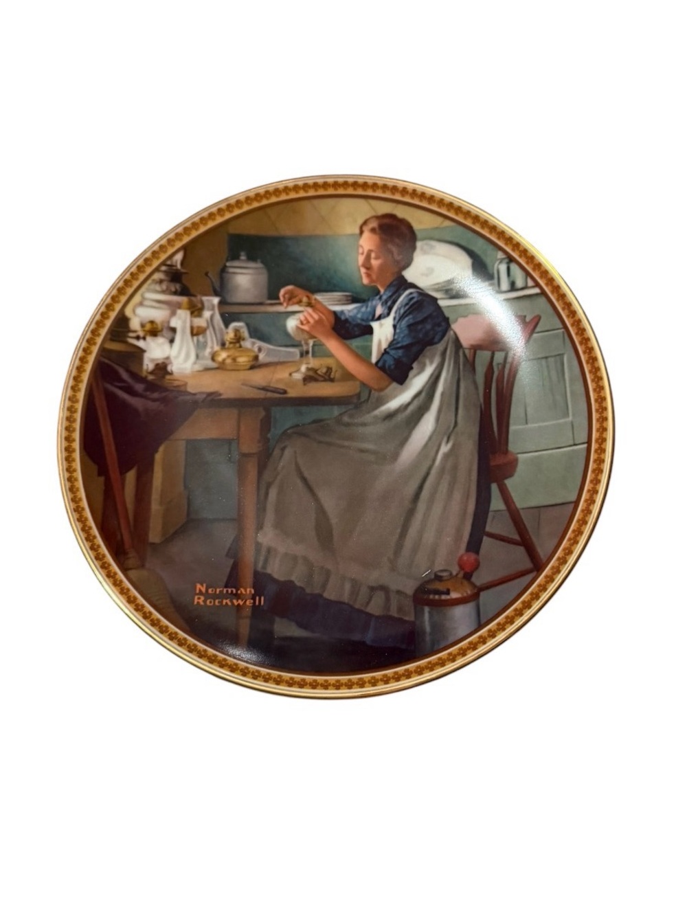 Vintage Collector Plate "Working in the Kitchen" Norman Rockwell